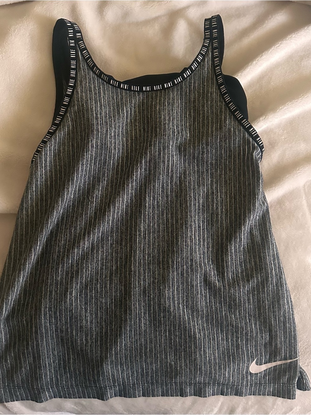 Nike Gray Pinstripe Tank Top with Black Trim